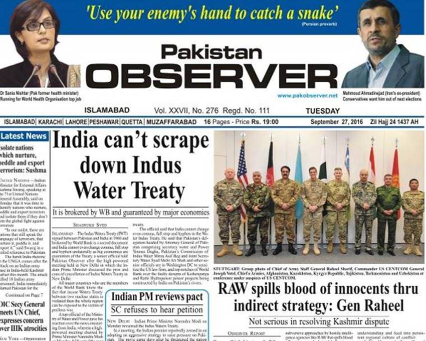 sushma swaraj, pakistani media, pak media on india, sushma speech unga, indus waters treaty, india pressurising pakistan, india-paksitan relations, pakistan attacking india, pakistani media covering uri, pak media on india, express tribune, dawn news, pakistan observer, India news, Internartional news, jansatta