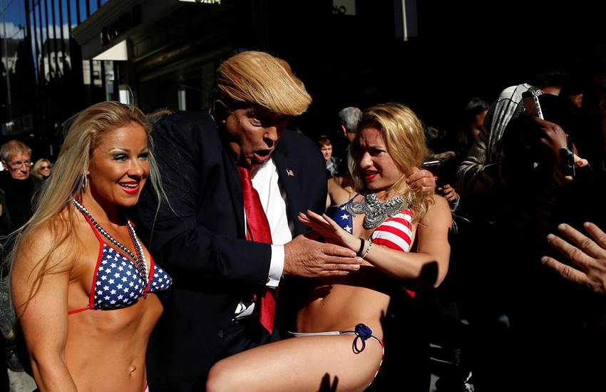 Donald, Trump, Donald Trump, Times Square, Alison Jackson, New York, Trump with bikini-clad babes