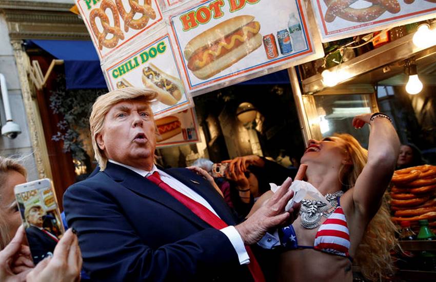 Donald, Trump, Donald Trump, Times Square, Alison Jackson, New York, Trump with bikini-clad babes