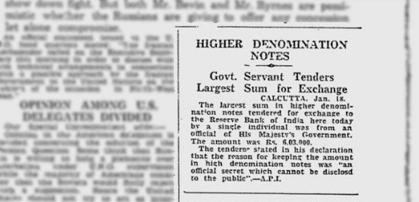 1946 में प्रकाशित इंडियन एक्सप्रेस अखबार की खबर।