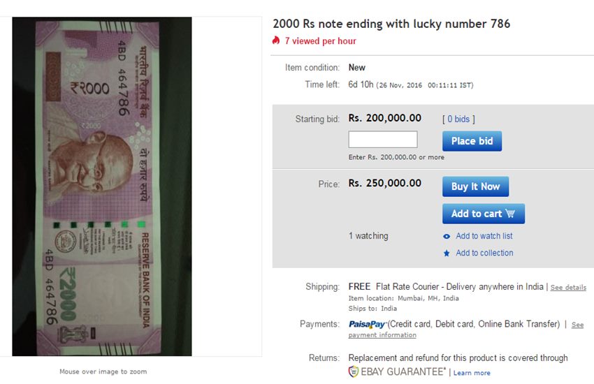Rs 2000 notes put up on sale at eBay for costing on 2 lakh