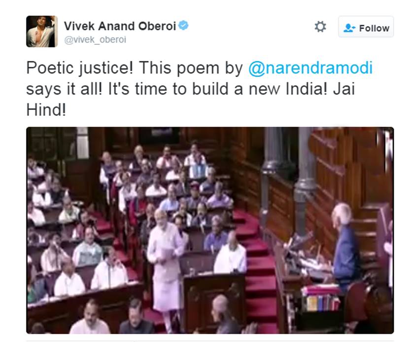 बॉलिवुड एक्टर विवेक ओबराय ने ट्वीट किया मोदी का पुराना वीडियो। (Photo Source: Twitter)