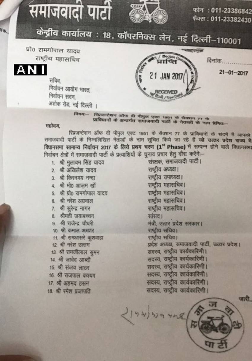 Uttar Pradesh Polls, Uttar Pradesh Election 2017, UP Polls, Samajwadi party, Samajwadi party List, Samajwadi party Campaigners, Shivpal yadav, Mulayam singh yadav, Akhilesh yadav, India, Jansatta