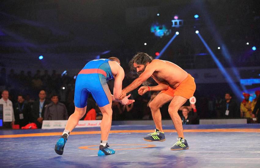 baba ramdev, baba ramdev wrestling match, baba ramdev won wrestling match, andre stadnik, baba ramdev andre stadnik, pro wrestling match