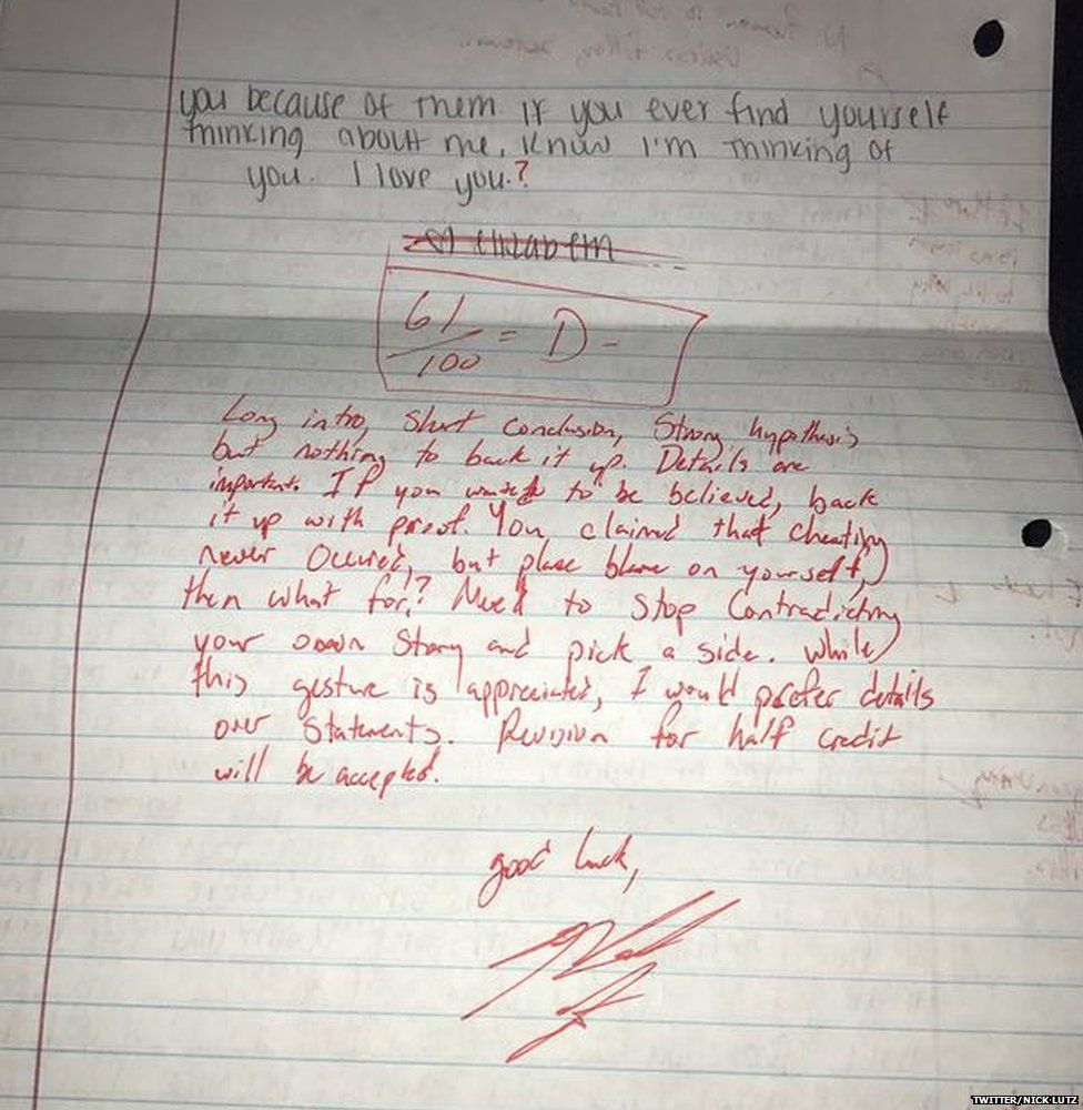 Nick Lutz, Viral Love apology letter, love letter