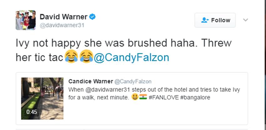 david warner, warner, warner walk, warner video, warner daughter, ivy warner, candice warner, india vs australia, ind vs aus, india australia test, ind vs aus test, india australia test series, ind aus test match, cricket news