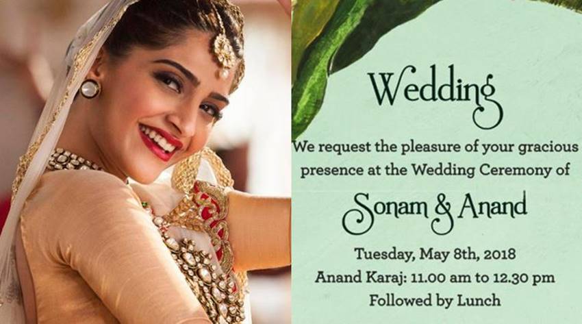 sonam kapoor, sonam kapoor wedding, sonam wedding, sonam kapoor wedding card, anand ahuja, sonam wedding card, sonam reception, sonam mehendi"