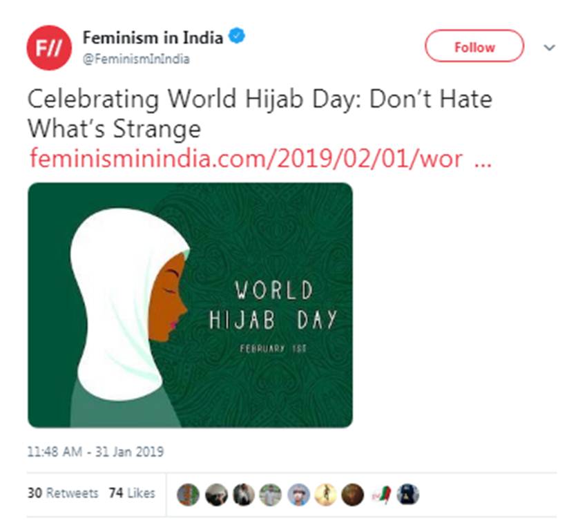World Hijab Day, Hijab Day, February 1, 1 February, Twitter, Feminism In India, FII, Twitter, Social Media, Troll, Feminism, India, Hijab, Sign, Social News, Trending News, Hindi News