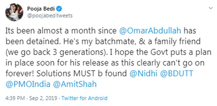 Article 370, Jammu and Kashmir, JK, Pooja Bedi, Actress, Mumbai, Maharashtra, JK, Omar Abdullah, NC, House Arrest, Narendra Modi, Amit Shah, BJP, NDA, Union Territory, J&K, Ladakh, Farooq Abdullah, Mehbooba Mufti, State News, India News, National News, Hindi News