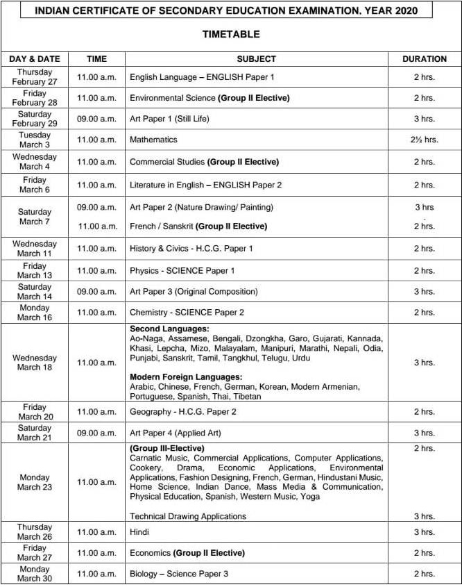 ICSE, ISC Board Exam 2020 Date Sheet: बोर्ड ने जारी की डेट शीट, फरवरी ...