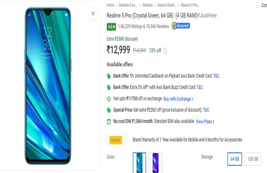 Realme 5 Pro, flipkart offers