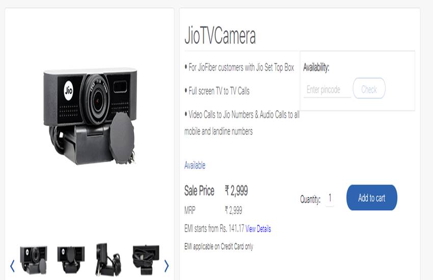 JioTV Camera Price