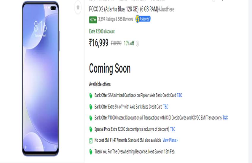 Poco X2 Flipkart Offers