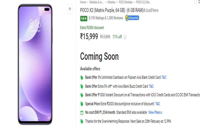 Poco X2 Flipkart Sale