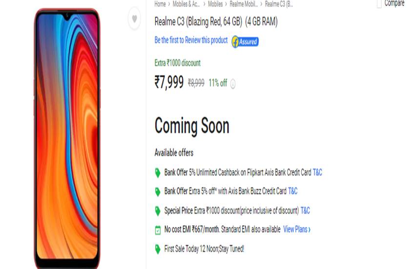 Realme C3 Price in India Flipkart