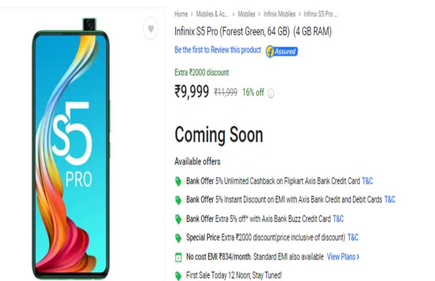 Infinix S5 Pro Price in India