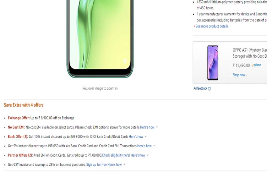 Oppo A31 Price in India
