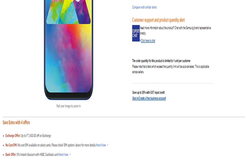  Samsung Galaxy M20 Price in India