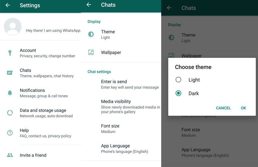 WhatsApp Dark mode