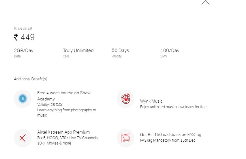 Airtel Recharge Plan List 2020: