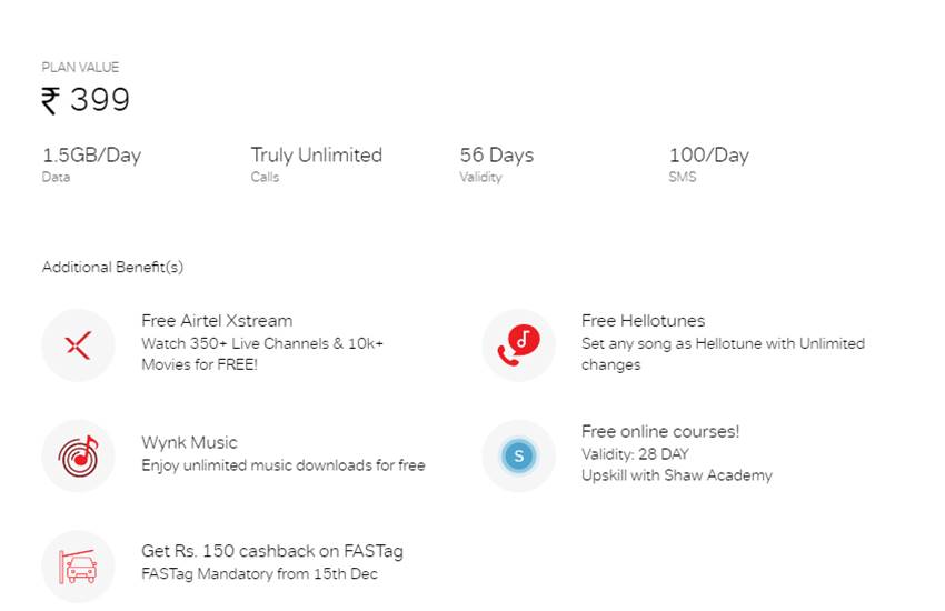 Airtel Recharge Plan List 2020: