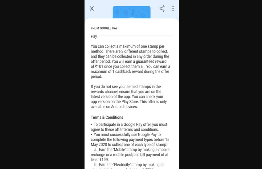 Google Pay Cashback Offer