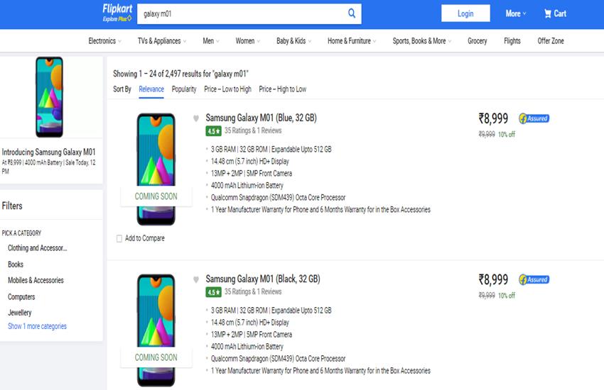 Samsung Galaxy M11, Galaxy M01