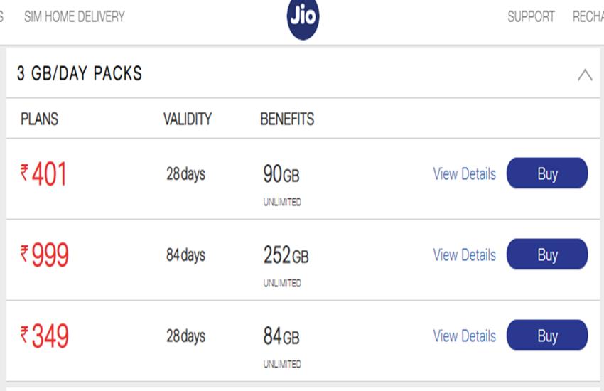 Reliance Jio Recharge