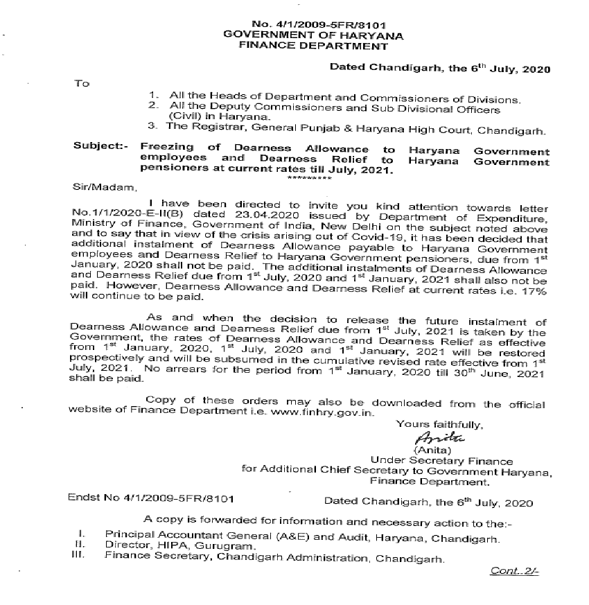 7th Pay Commission, Haryana, DA Hike