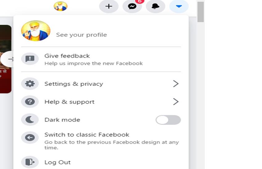 facebook dark mode