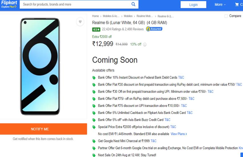 Realme 6i Next Sale Date