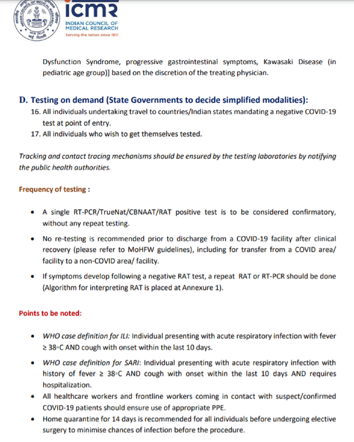 COVID-19 Testing Advisory, New COVID-19 Testing Advisory, COVID-19 Testing without Prescription