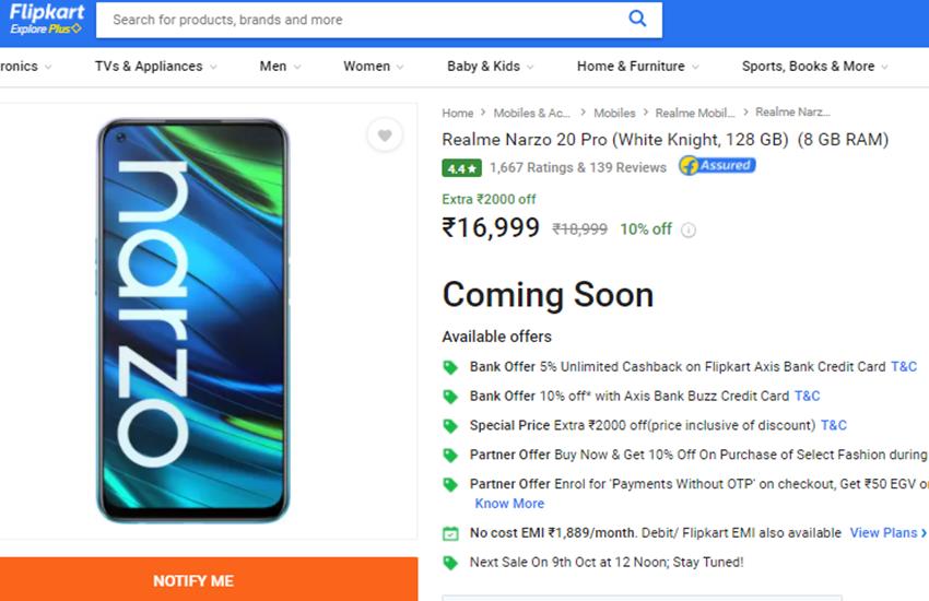 Realme Narzo 20 Pro Next Sale Date