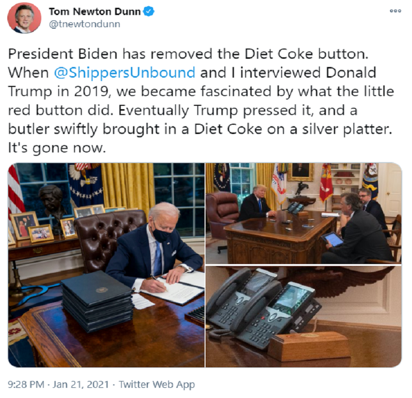 US, Joe Biden, 'Diet Coke', Diet Coke Button