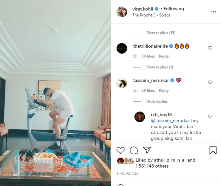 Virat Kohli Instagram Video Watch Tassnim Sheikh 5
