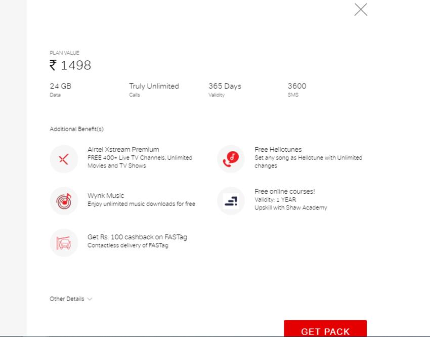 airtel 1498 plan