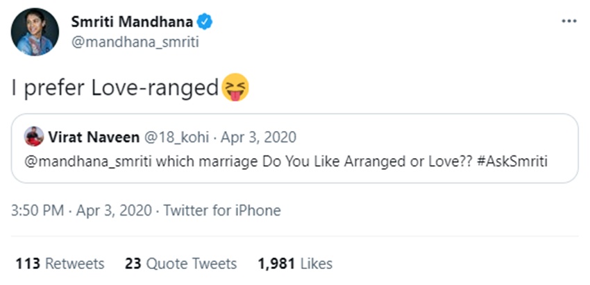 smriti Mandhana Tweet Viral
