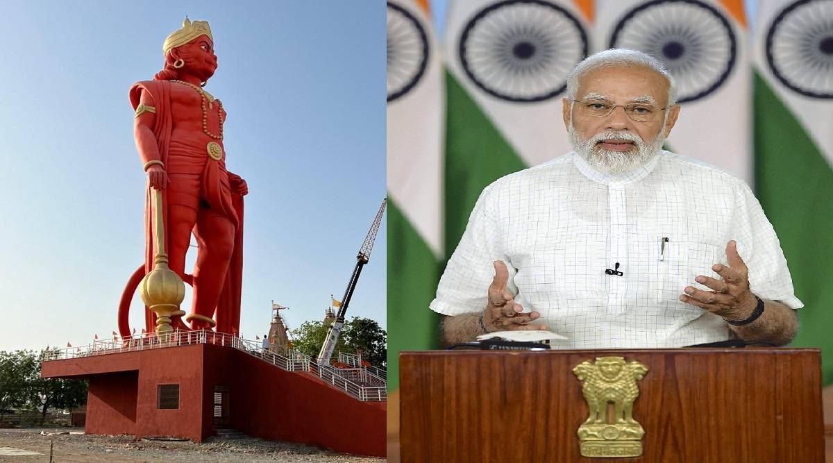pm modi inaugurates lord hanuman statue in gujarat said focus on local