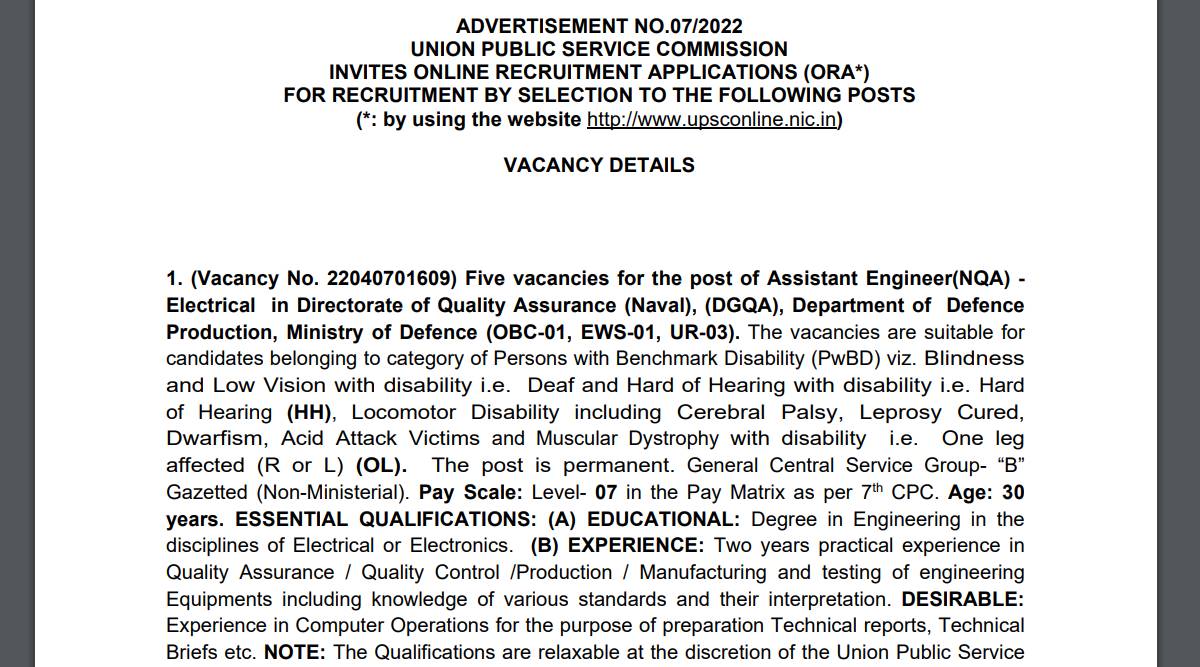 UPSC Recruitment 2022 Apply online for Assistant Engineer, Lecturer