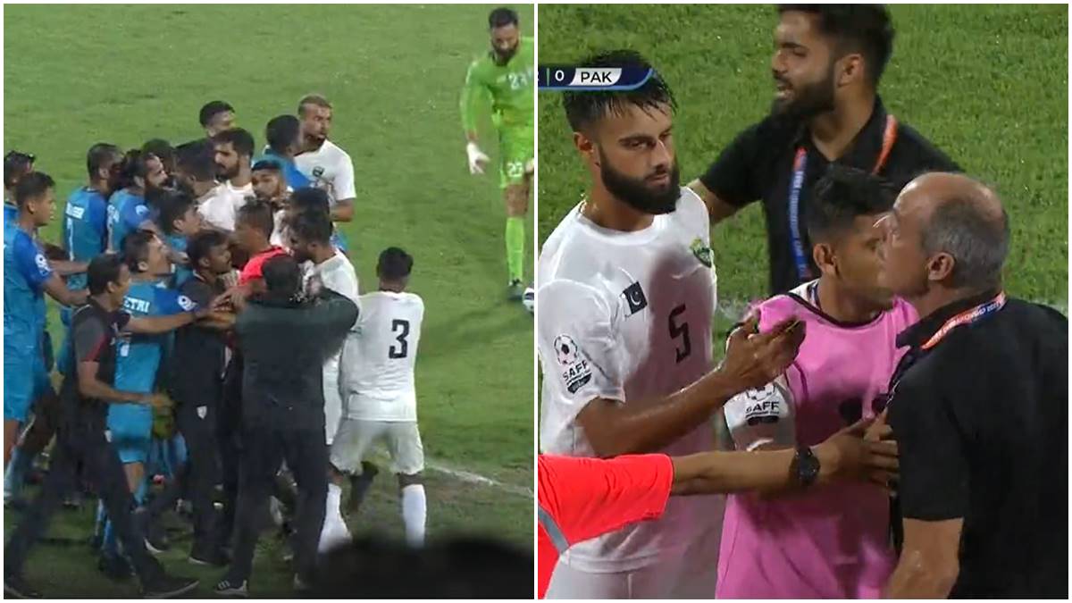 IND vs PAK IndiaPakistan players clashed during SAFF Championship