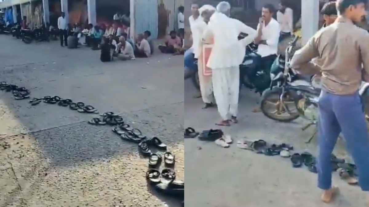 Rapar of Kutch district gujarat Line of shoes and slippers for