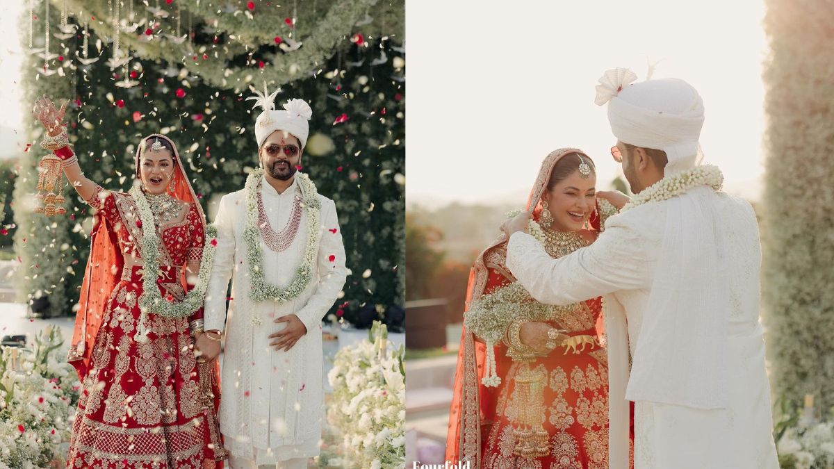 Meera Chopra wearing a scarlet red dress not a pastel one-पेस्टल नहीं सुर्ख  लाल जोड़ा पहन मीरा चोपड़ा ने लिए सात फेरे | Jansatta