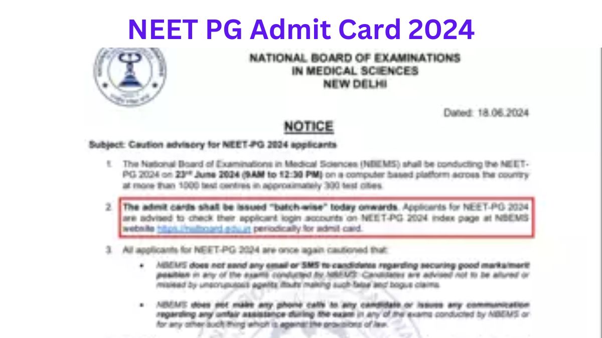 NEET PG 2024 Date: NEET PG 2024 admit card exam city Date and Time ...