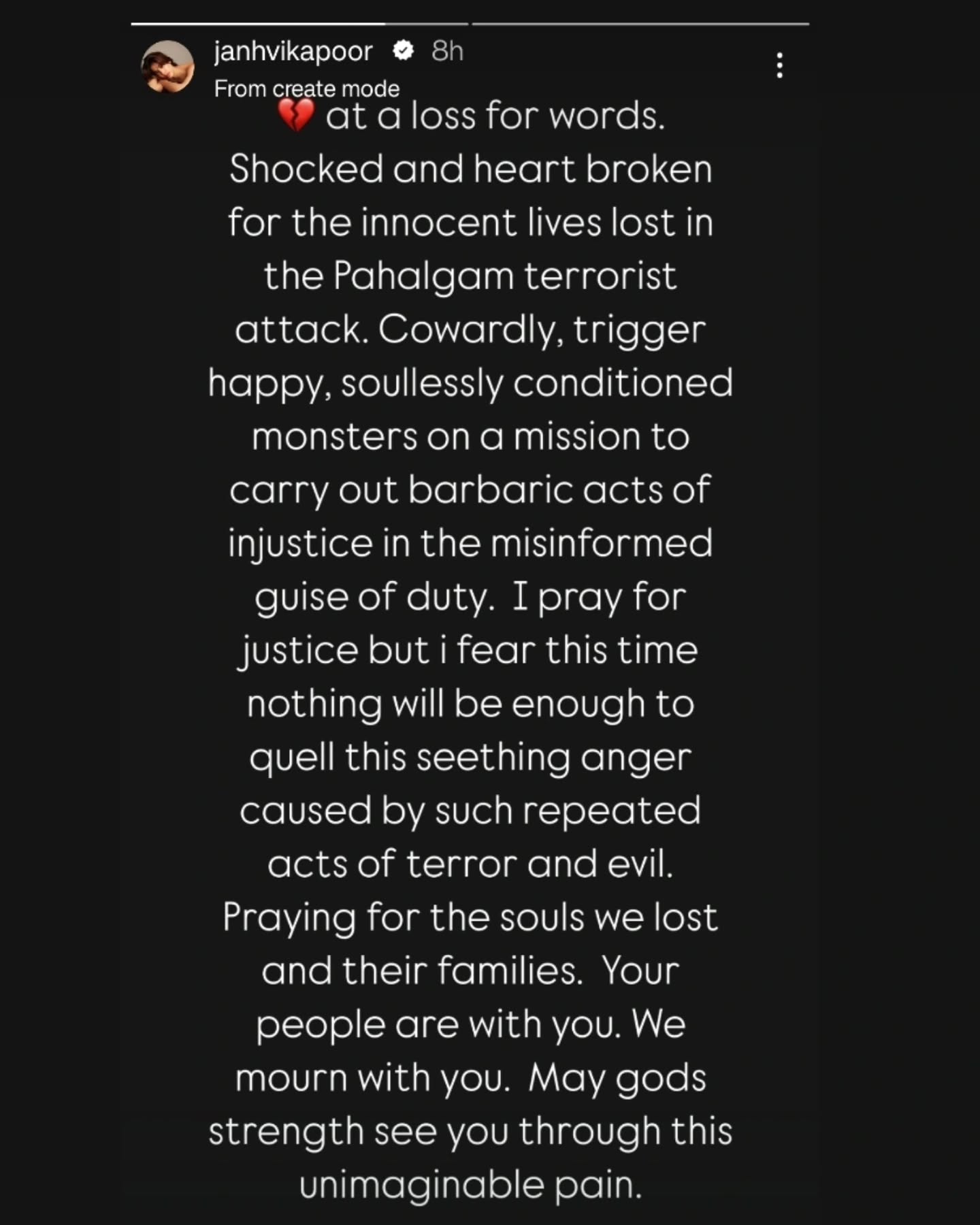 Janhvi kapoor post